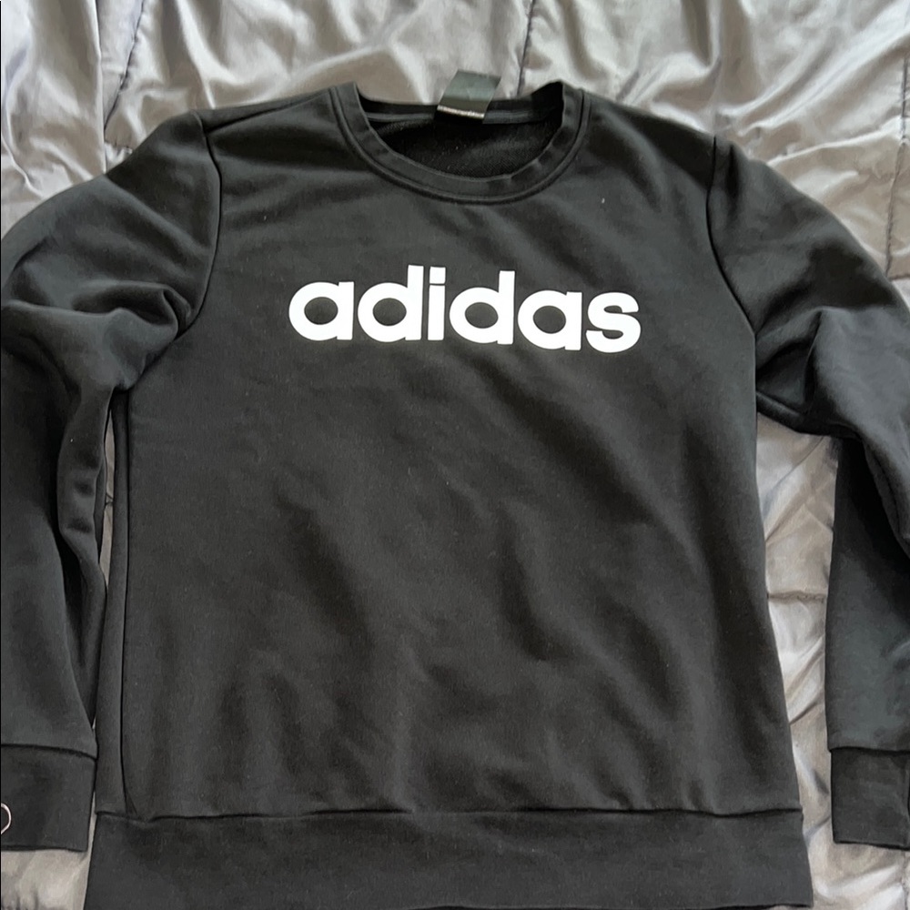 Adidas Black Crewneck Sweater with Iconic Logo